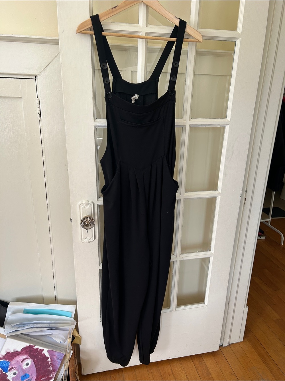 HALARA Black Suspender Jumpsuit Dress with Adjustable Straps